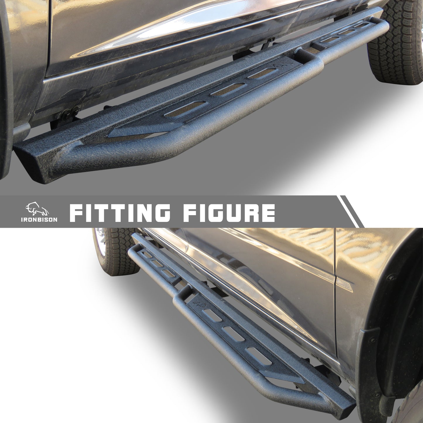 IRONBISON Running Boards Side Steps Fits 2009-2018 Dodge RAM 1500 Crew Cab | 2010-2025 RAM 2500/3500/4500/5500 Crew Cab Heavy Duty Pickup Truck Side Rails Nerf Bars Drop Steps Heavy Texture Black