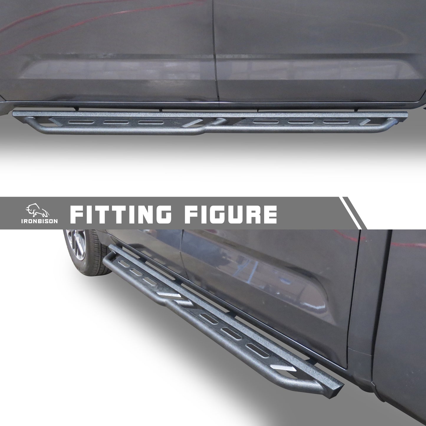 IRONBISON Running Boards Fit 2022-2025 Toyota Tundra CrewMax Heavy Duty Tundra Side Steps Steel Nerf Bars Step Rails Rock Sliders Heavy Texture Black 2pcs