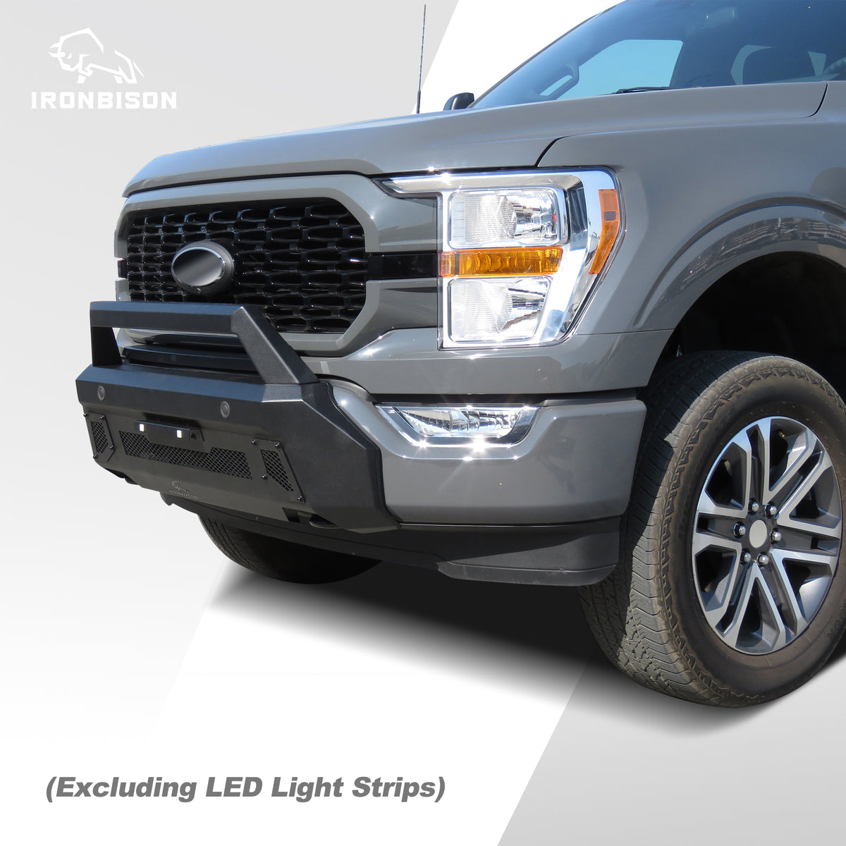 IRONBISON Front Bumper Compatible with 2021-2023 Ford F150 (Exclude  2022-2023 F150 Lightning EV) Can Add LED Light Bar Fine Texture Black Truck  F150 