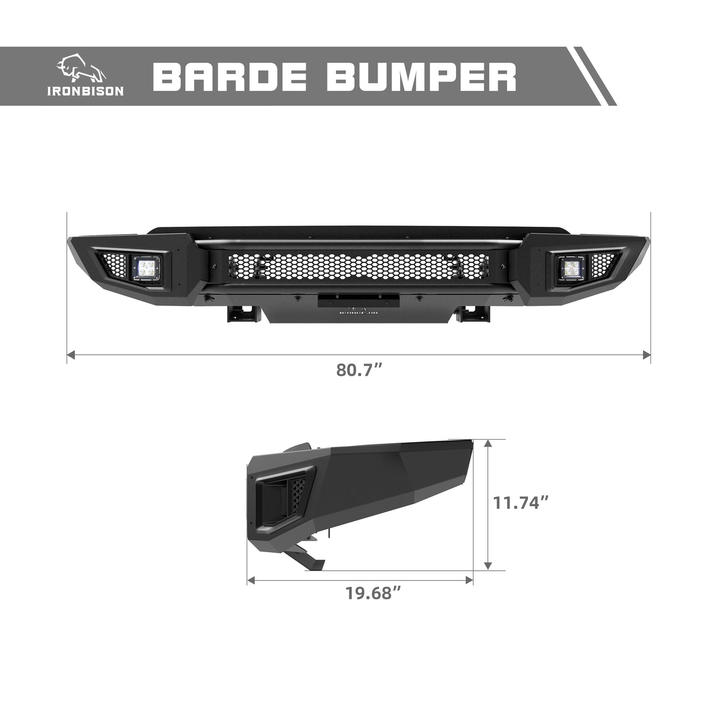 IRONBISON Front Bumper Compatible with 2022-2025 Chevy Silverado 1500 (Exclude 2022 Silverado 1500 LTD), Pickup Truck Silverado Bumper Guard with 2 LED Cube Lights Can Add 30” LED Light Bar