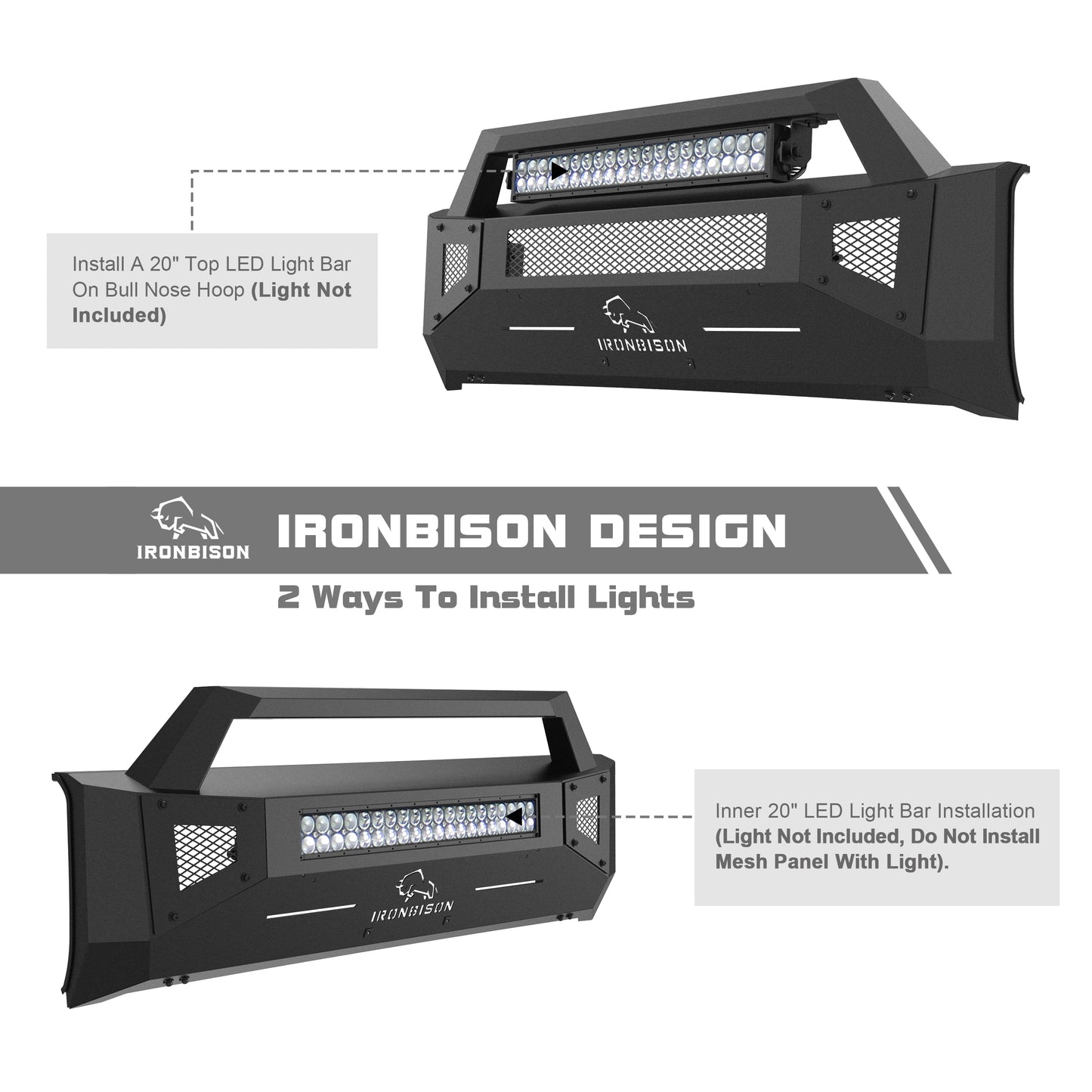 IRONBISON Front Bumper Compatible with 2014-2021 Toyota Tundra Stubby Truck Pickup Tundra Bumper Guard Bull Bar Can Add LED Light Bar Fine Texture Black