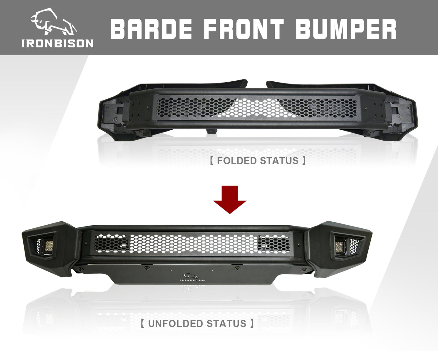 IRONBISON Front Bumper Compatible with 2022-2025 Chevy Silverado 1500 (Exclude 2022 Silverado 1500 LTD), Pickup Truck Silverado Bumper Guard with 2 LED Cube Lights Can Add 30” LED Light Bar