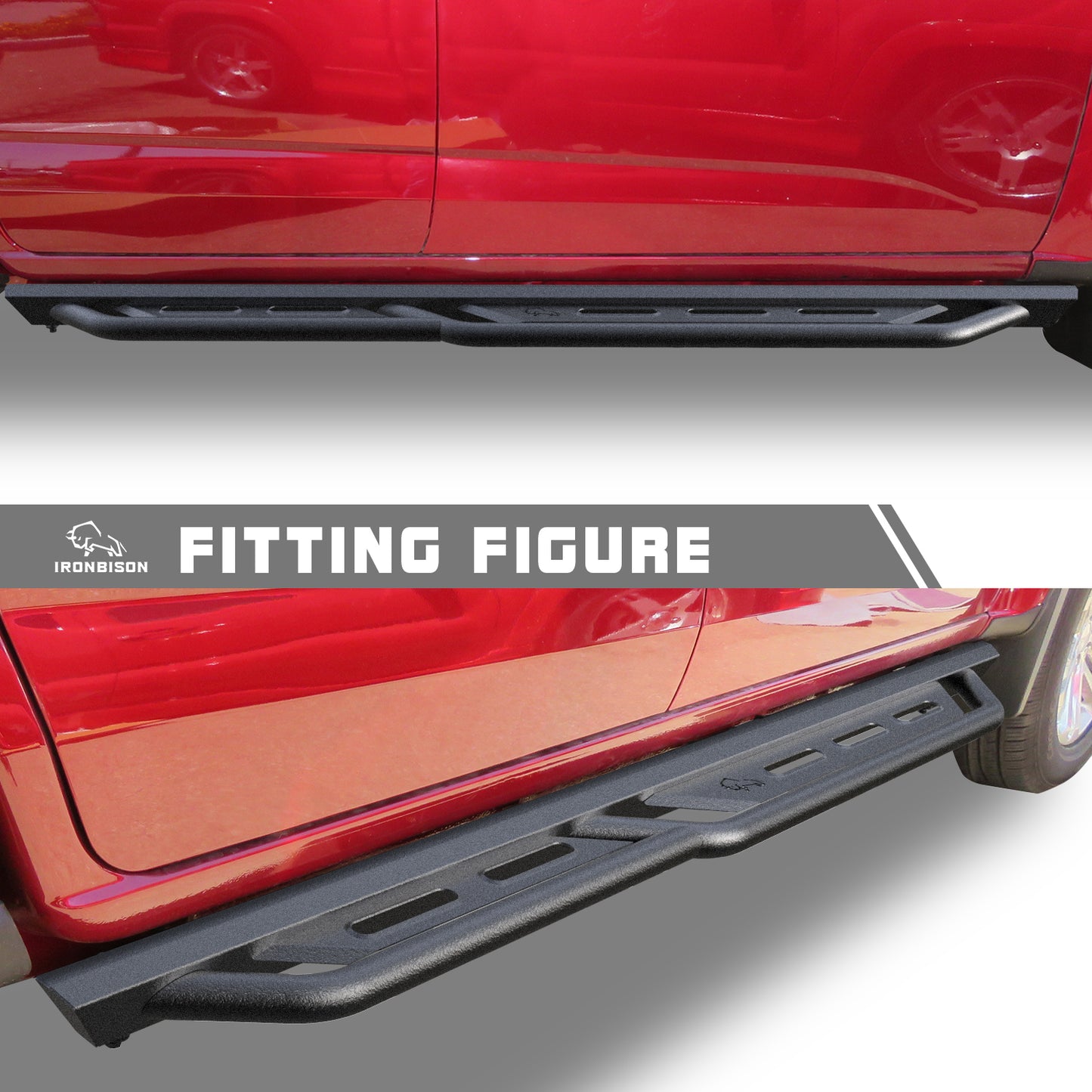 IRONBISON Running Boards Fits 2015-2025 Chevy Colorado / GMC Canyon Crew Cab Heavy Duty Pickup Truck Side Steps Off Road Nerf Bars Heavy Texture Black