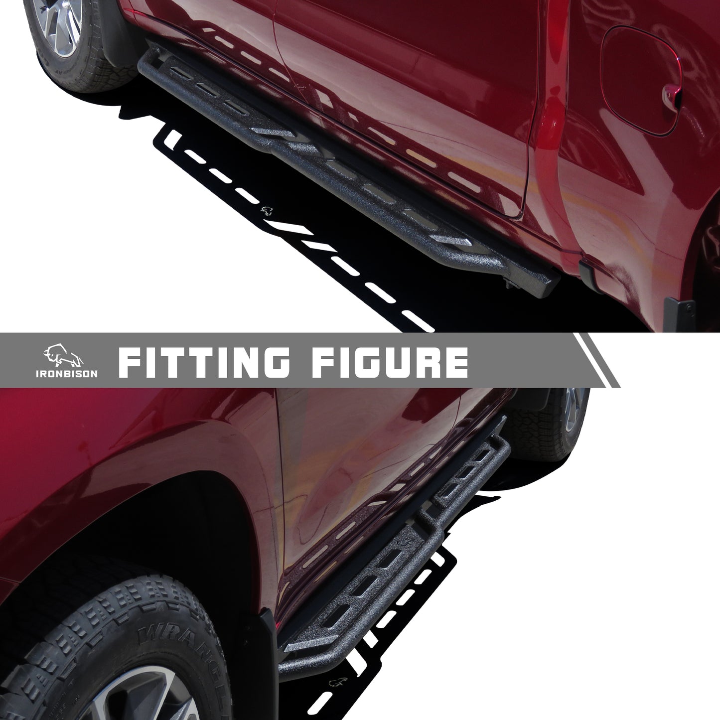 IRONBISON Running Boards Fits 2019-2025 Chevy Silverado / GMC Sierra 1500 | 2020-2025 2500/3500 Crew Cab Heavy Duty Pickup Truck Side Steps Off Road Nerf Bars Heavy Texture Black