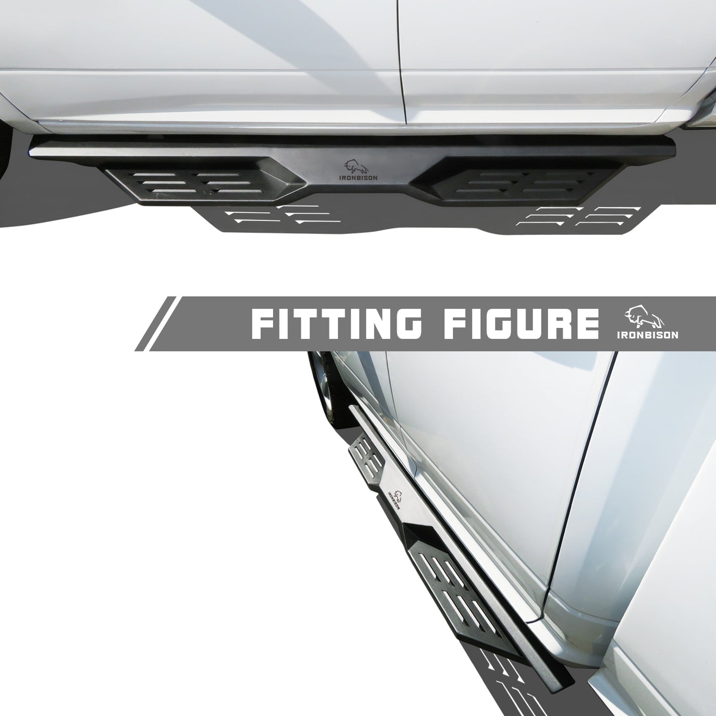IRONBISON Defender Steps Running Boards Fit 2009-2018 Dodge RAM 1500 Quad Cab (Include 2019-2024 RAM 1500 Quad Cab Classic Model ) Truck Pick Up Fine Texture Black Side Steps Nerf Bars Rock Slider Armor (IBDS-D007)