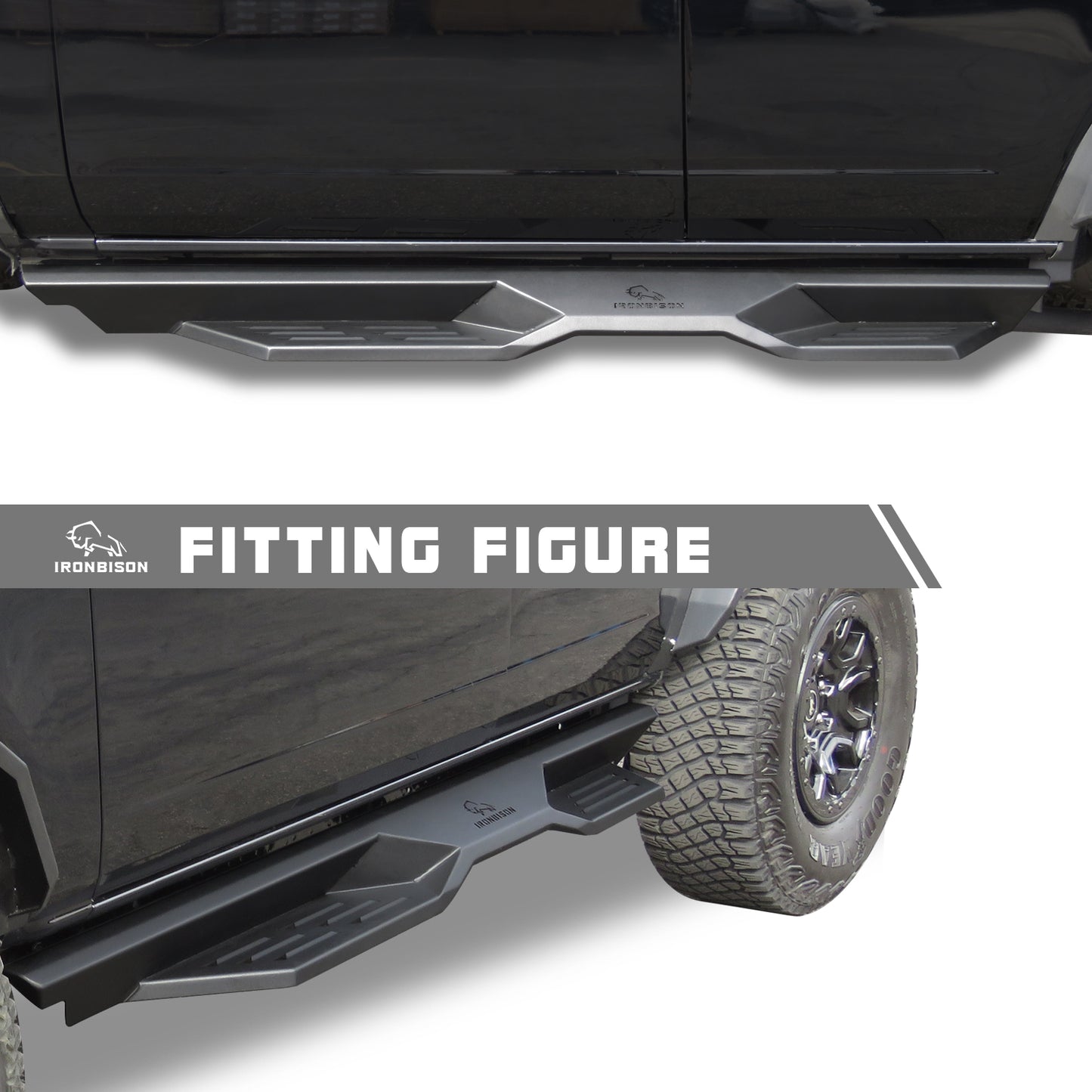 IRONBISON Defender Step Running Boards Fit 2021-2025 Ford Bronco 4 Door SUV Fine Texture Black 5” Drop Side Steps Nerf Bars Rock Slider Armor Off-Road (2pcs)