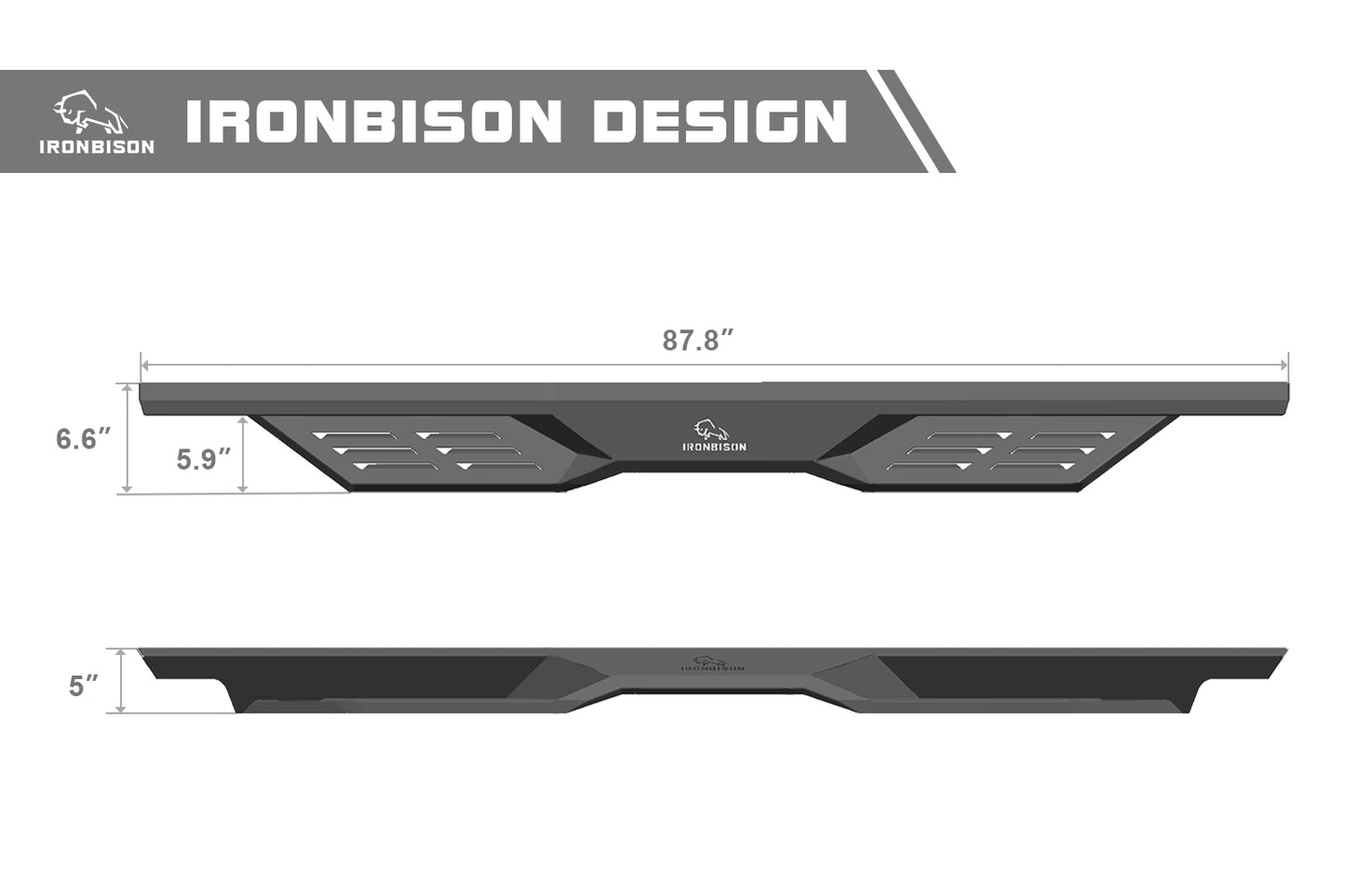 IRONBISON Defender Steps Running Boards Fit 2015-2025 Ford F150 & 2022-2025 F150 Lightning EV SuperCrew | 2017-2025 Ford F250 F350 F450 F550 Super Duty Crew Cab Truck Pick Up Fine Texture Black Side Steps Nerf Bars Rock Slider Armor (IBDS-F010)