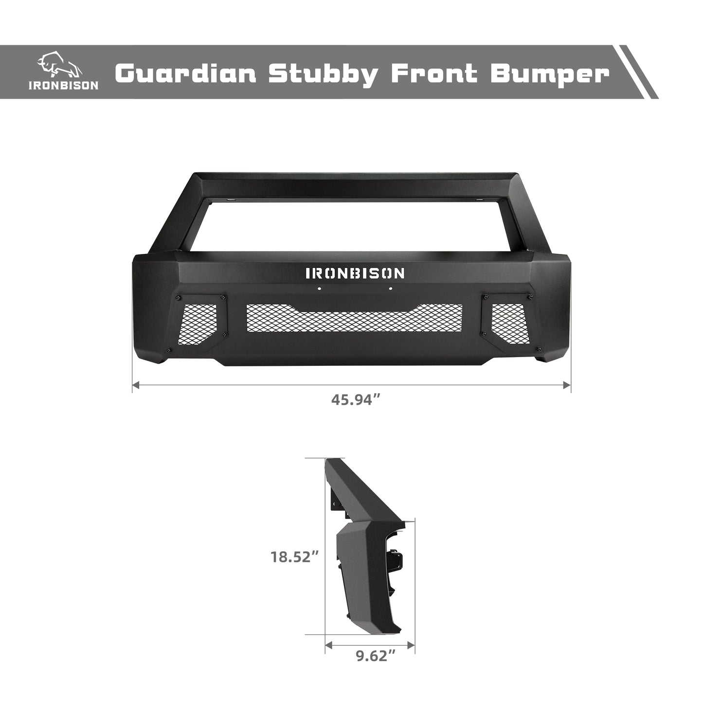 IRONBISON Front Bumper Compatible with 2015-2017 Ford F150 (Include EcoBoost Engine Model) Can Add LED Light Bar Fine Texture Black Truck F150 Bumper Guard Stubby Bull Bar