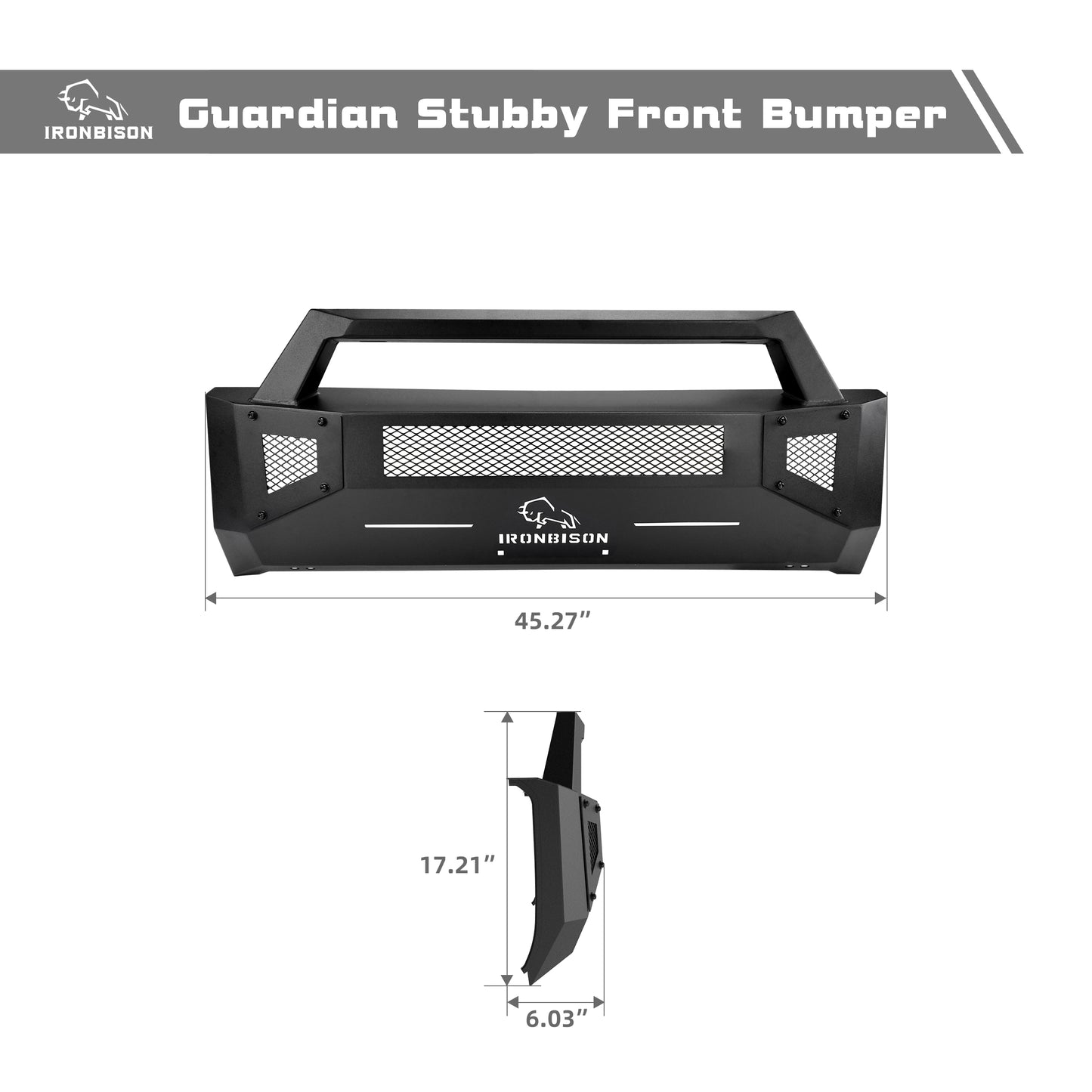 IRONBISON Front Bumper Compatible with 2014-2021 Toyota Tundra Stubby Truck Pickup Tundra Bumper Guard Bull Bar Can Add LED Light Bar Fine Texture Black