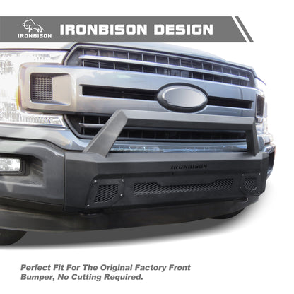 IRONBISON Front Bumper Compatible with 2018-2020 Ford F150 (Include EcoBoost Engine Model & Exclude 2020 Diesel models) Can Add LED Light Bar Fine Texture Black Truck F150 Bumper Guard Bull Bar