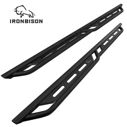 IRONBISON Running Boards Fit 2007-2018 Chevy Silverado/GMC Sierra 1500 | 2007-2019 Silverado/Sierra 2500/3500 Crew Cab Heavy Duty Side Steps Steel Nerf Bars Step Rails Heavy Texture Black 2pcs