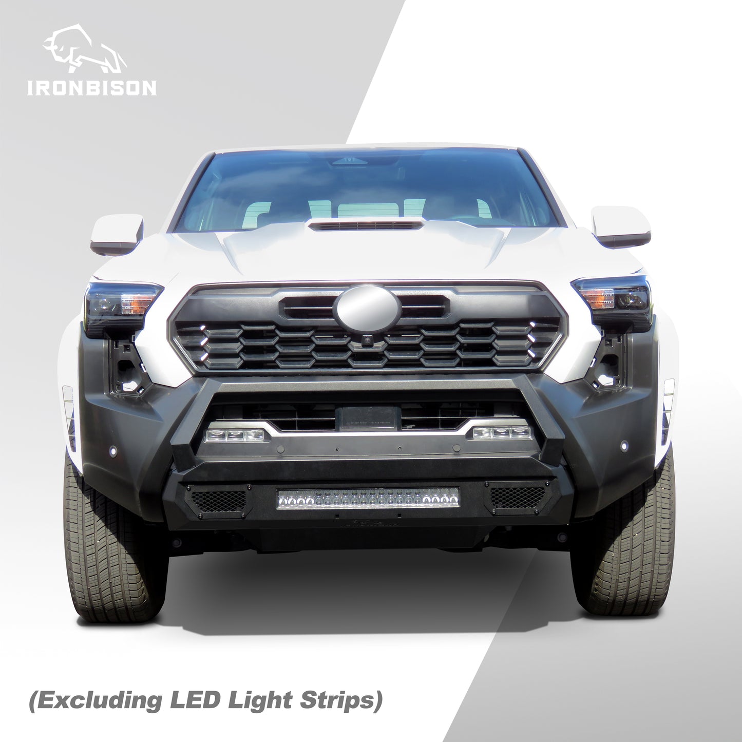IRONBISON Front Bumper Compatible with 2024-2025 Toyota Tacoma Pickup Truck Stubby Tacoma Bull Bar Bumper Guard Can Add LED Light Bar Fine Texture Black