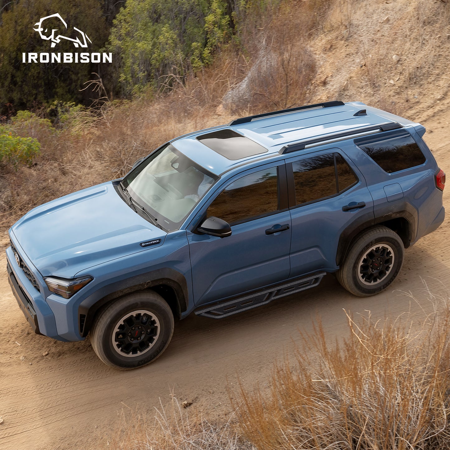 IRONBISON Running Boards Fit 2025 UP Toyota 4Runner, Heavy Duty 4Runner Side Steps Steel Nerf Bars Step Rails Heavy Texture Black