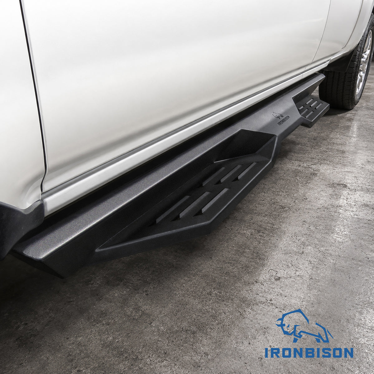 IRONBISON Defender Steps Running Boards Fit 2007-2018 Chevy Silverado/GMC Sierra 1500 | 2007-2019 Chevy Silverado/GMC Sierra 2500/3500 HD Extended/Double Cab (Excl. Diesel Model with DEF Tank) Side Steps Nerf Bars (IBDS-C003)