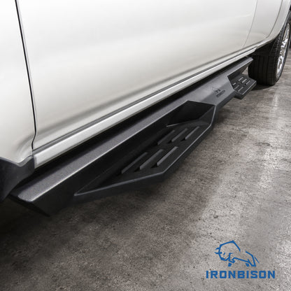 IRONBISON Defender Steps Running Boards Fit 2007-2018 Chevy Silverado/GMC Sierra 1500 | 2007-2019 Chevy Silverado/GMC Sierra 2500/3500 HD Extended/Double Cab (Excl. Diesel Model with DEF Tank) Side Steps Nerf Bars (IBDS-C003)