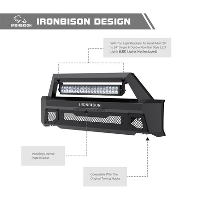 IRONBISON Front Bumper Compatible with 2018-2020 Ford F150 (Include EcoBoost Engine Model & Exclude 2020 Diesel models) Can Add LED Light Bar Fine Texture Black Truck F150 Bumper Guard Bull Bar