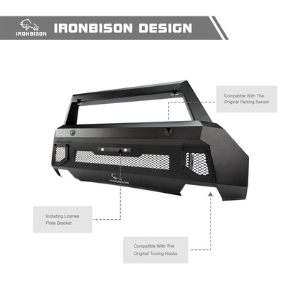 IRONBISON Front Bumper Compatible with 2021-2023 Ford F150 (Exclude 2022-2023 F150 Lightning EV) Can Add LED Light Bar Fine Texture Black Truck F150 Bumper Guard Stubby Bull Bar