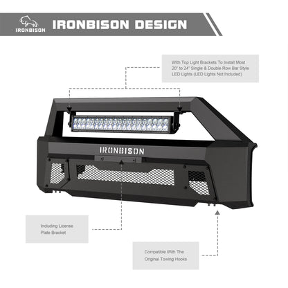 IRONBISON Front Bumper Compatible with 2015-2017 Ford F150 (Include EcoBoost Engine Model) Can Add LED Light Bar Fine Texture Black Truck F150 Bumper Guard Stubby Bull Bar