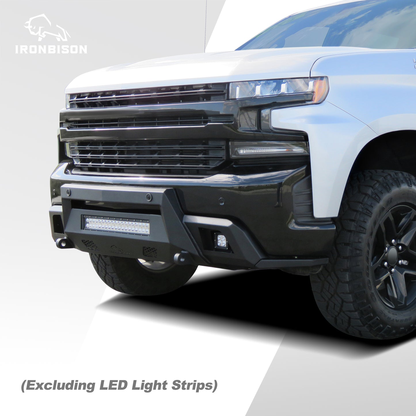 IRONBISON Front Bumper Compatible with 2019-2021 Chevy Silverado 1500 (Inculde Diesel Model & 2022 LTD Model, Exclude 2019 LD Model) Can Add LED Light Bar Fine Texture Black Bumper Guard Bull Bar