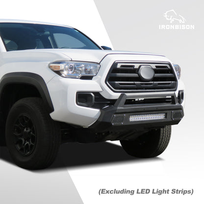 IRONBISON Front Bumper Compatible with 2016-2023 Toyota Tacoma Heavy Duty Truck Pickup Tacoma Bumper Guard Stubby Bull Bar Can Add LED Light Bar Fine Texture Black