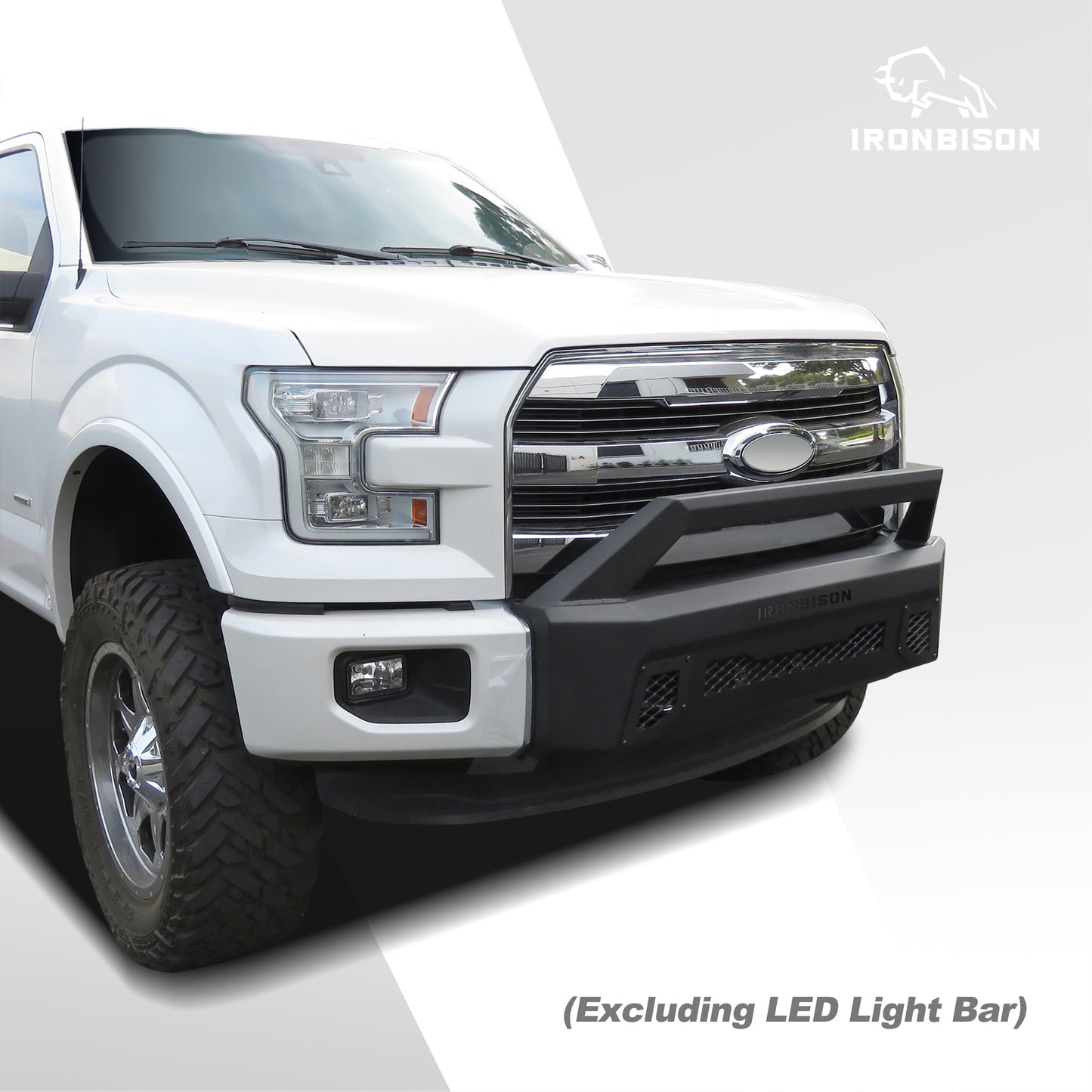 IRONBISON Front Bumper Compatible with 2015-2017 Ford F150 (Include EcoBoost Engine Model) Can Add LED Light Bar Fine Texture Black Truck F150 Bumper Guard Stubby Bull Bar