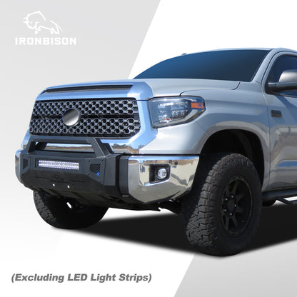 IRONBISON Front Bumper Compatible with 2014-2021 Toyota Tundra Stubby Truck Pickup Tundra Bumper Guard Bull Bar Can Add LED Light Bar Fine Texture Black