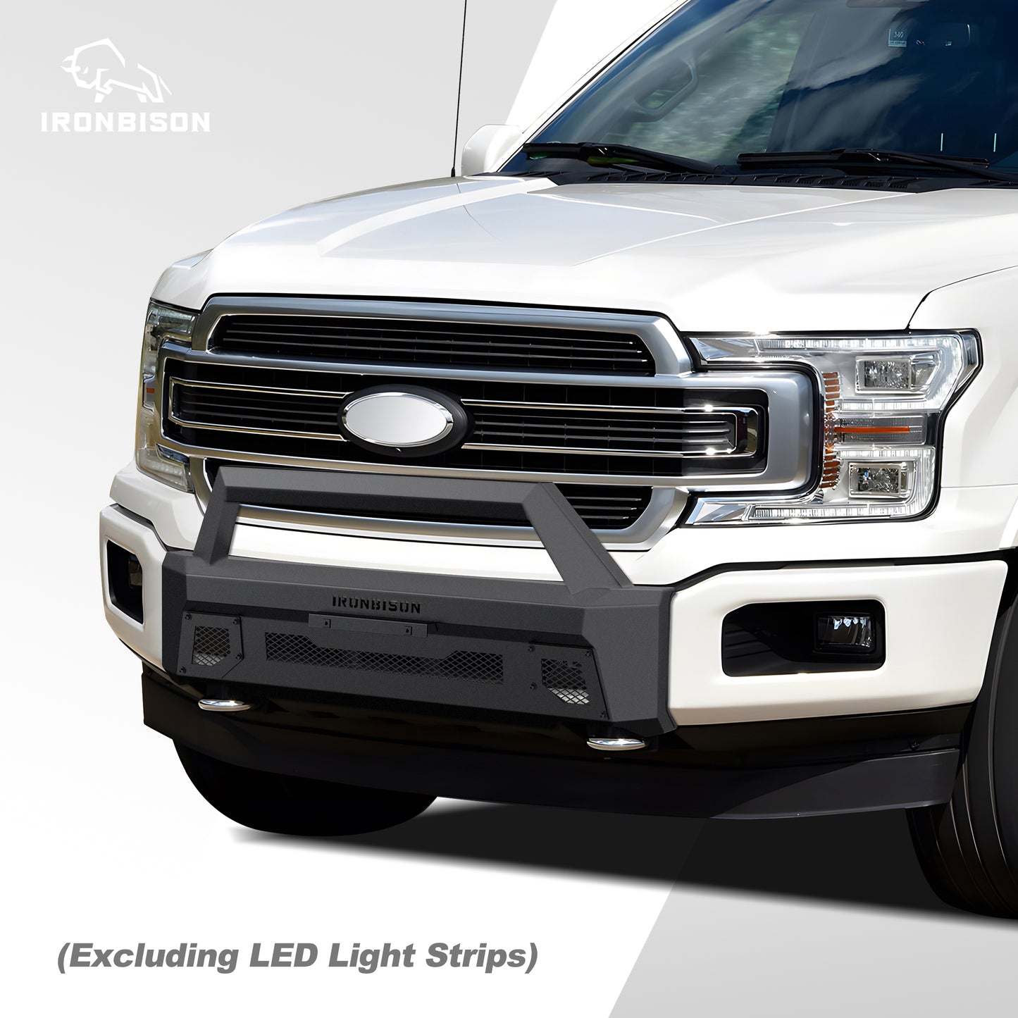 IRONBISON Front Bumper Compatible with 2018-2020 Ford F150 (Include EcoBoost Engine Model & Exclude 2020 Diesel models) Can Add LED Light Bar Fine Texture Black Truck F150 Bumper Guard Bull Bar