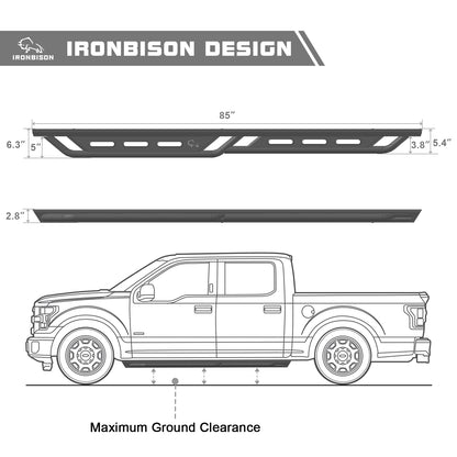 IRONBISON Running Boards Fit 2022-2024 Toyota Tundra CrewMax Heavy Duty Tundra Side Steps Steel Nerf Bars Step Rails Rock Sliders Heavy Texture Black 2pcs