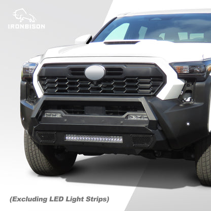 IRONBISON Front Bumper Compatible with 2024-2025 Toyota Tacoma Pickup Truck Stubby Tacoma Bull Bar Bumper Guard Can Add LED Light Bar Fine Texture Black