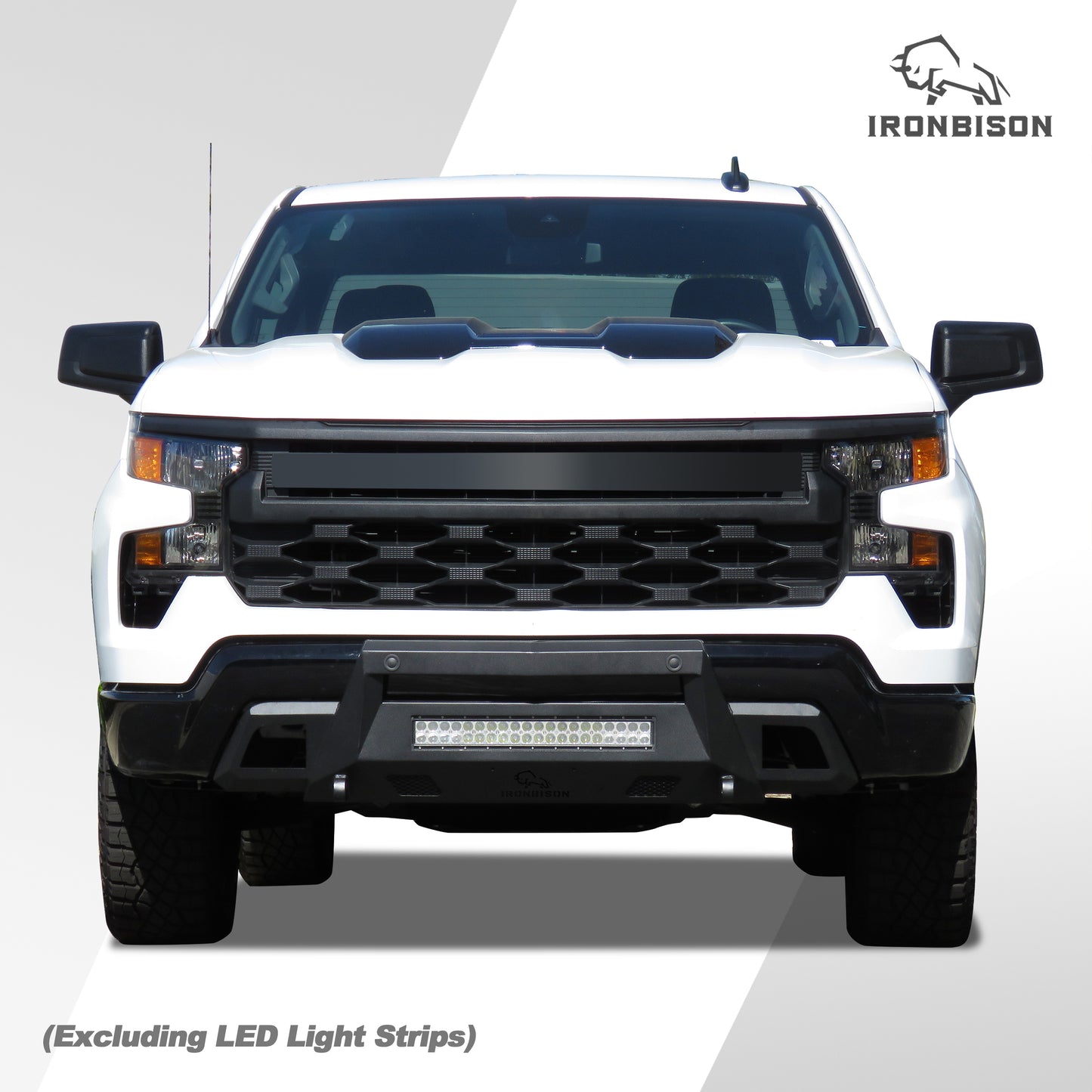 IRONBISON Front Bumper Compatible with 2022-2024 Chevy Silverado 1500 (Exclude 2022 1500 LTD, ZR2, Diese) Truck Pickup Tundra Stubby Bumper Guard Bull Bar Can Add LED Light Bar Fine Texture Black