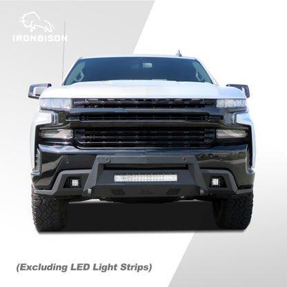 IRONBISON Front Bumper Compatible with 2019-2021 Chevy Silverado 1500 (Inculde Diesel Model & 2022 LTD Model, Exclude 2019 LD Model) Can Add LED Light Bar Fine Texture Black Bumper Guard Bull Bar