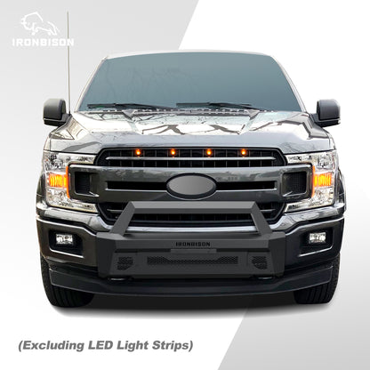 IRONBISON Front Bumper Compatible with 2018-2020 Ford F150 (Include EcoBoost Engine Model & Exclude 2020 Diesel models) Can Add LED Light Bar Fine Texture Black Truck F150 Bumper Guard Bull Bar