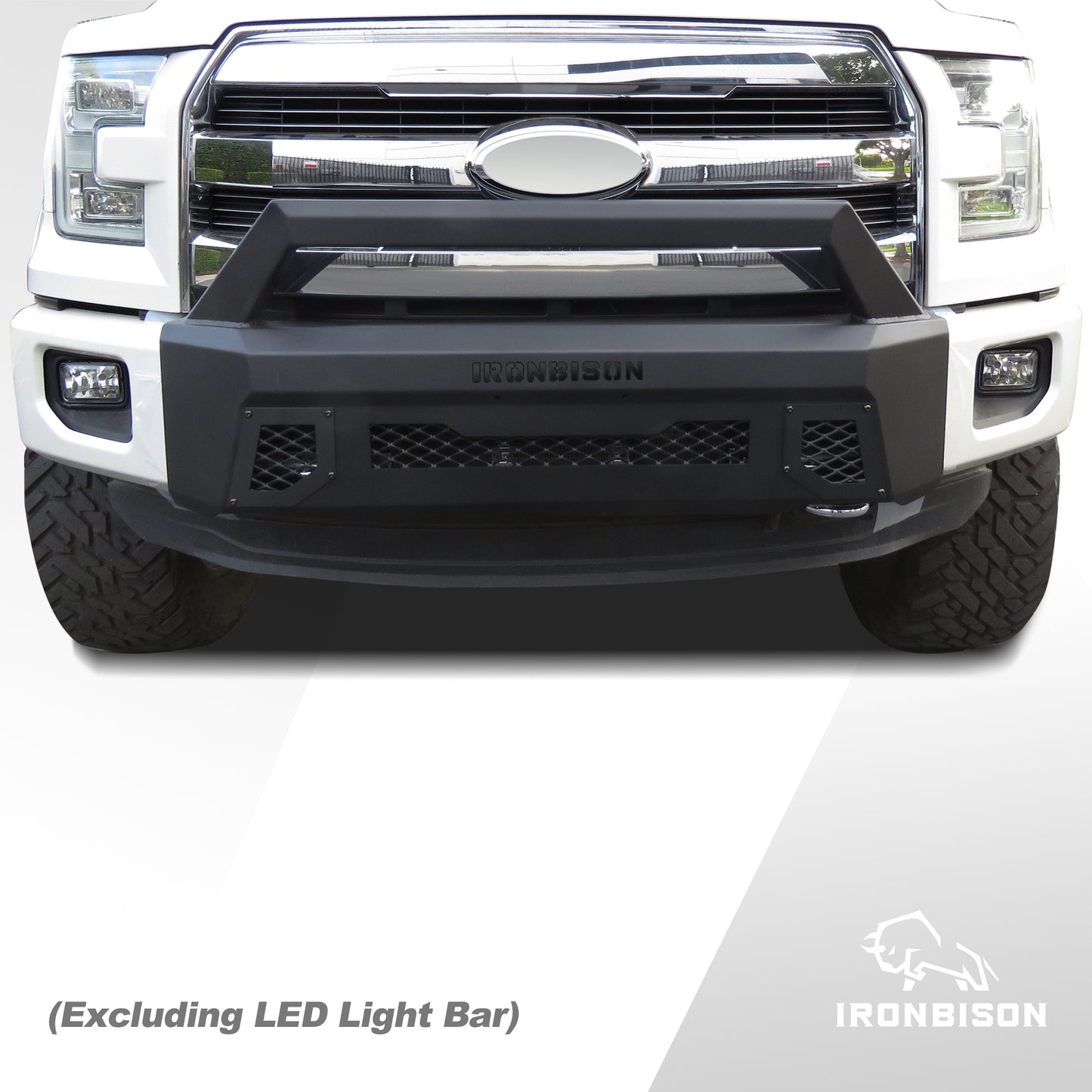 IRONBISON Front Bumper Compatible with 2015-2017 Ford F150 (Include EcoBoost Engine Model) Can Add LED Light Bar Fine Texture Black Truck F150 Bumper Guard Stubby Bull Bar