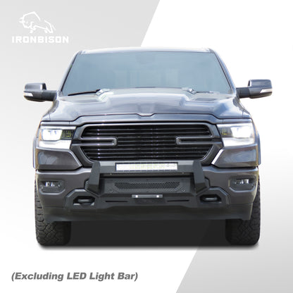 IRONBISON Front Bumper Compatible with 2019-2024 RAM 1500 (Exclude 19-24 Classic, 19-24 Diesel, 19-24 Rebel, 21-24 TRX Model) Can Add LED Light Bar Fine Texture Black Truck Bumper Guard Bull Bar