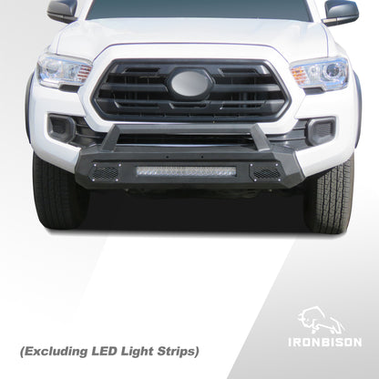 IRONBISON Front Bumper Compatible with 2016-2023 Toyota Tacoma Heavy Duty Truck Pickup Tacoma Bumper Guard Stubby Bull Bar Can Add LED Light Bar Fine Texture Black