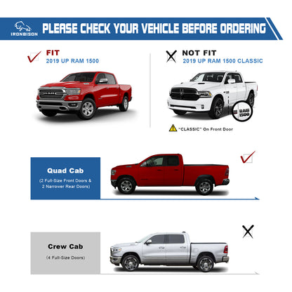 IRONBISON Defender Steps Running Boards Compatible with 2019-2026 RAM 1500 Quad Cab (Excl. 2019-2024 Ram 1500 Classic) Pickup Truck Side Steps Nerf Bars Carbon Steel 2pcs (IBDS-D009)