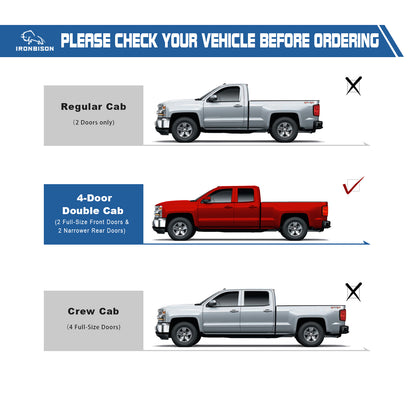 IRONBISON Defender Steps Running Boards Fit 2007-2018 Chevy Silverado/GMC Sierra 1500 | 2007-2019 Chevy Silverado/GMC Sierra 2500/3500 HD Extended/Double Cab (Excl. Diesel Model with DEF Tank) Side Steps Nerf Bars (IBDS-C003)