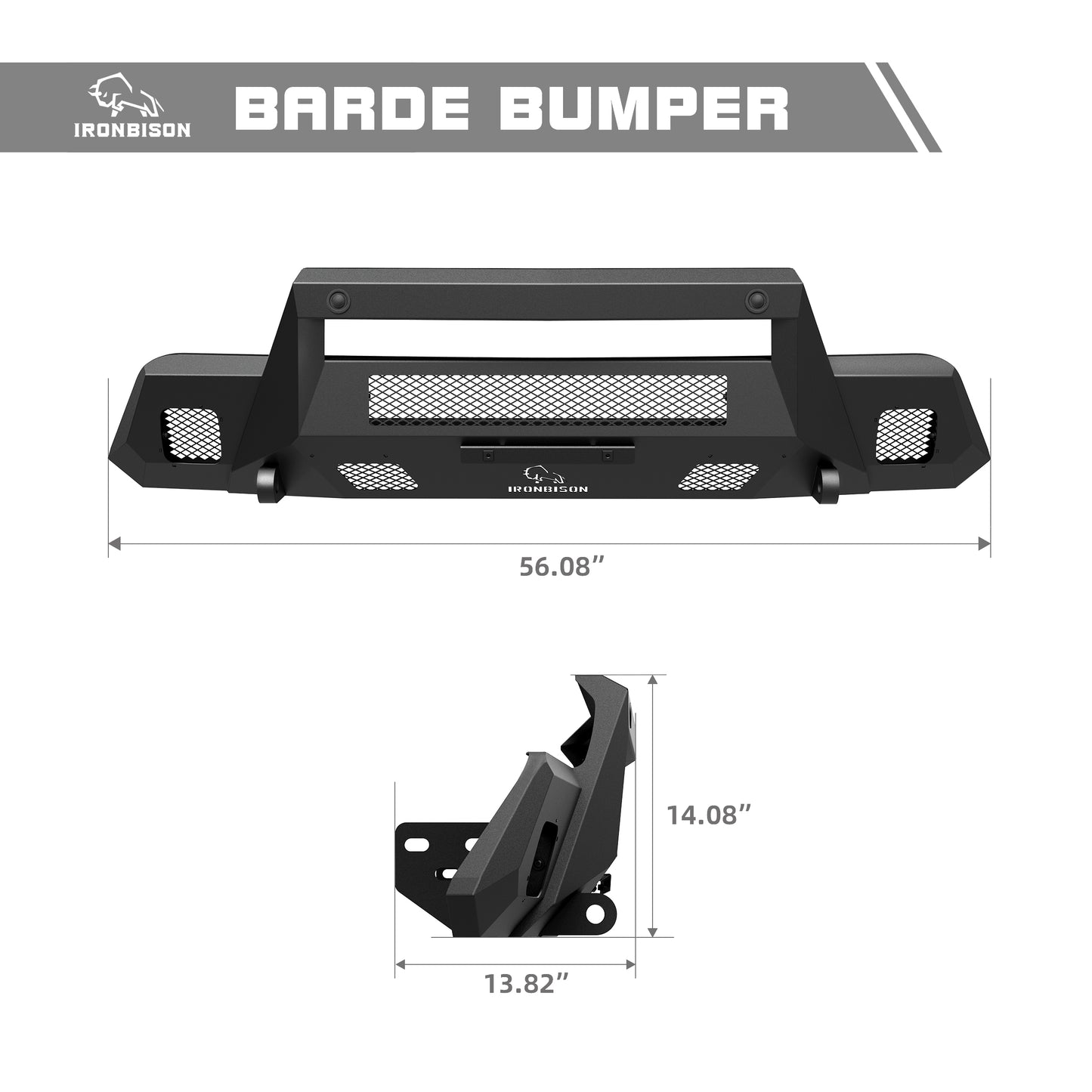 IRONBISON Front Bumper Compatible with 2022-2024 Chevy Silverado 1500 (Exclude 2022 1500 LTD, ZR2, Diese) Truck Pickup Tundra Stubby Bumper Guard Bull Bar Can Add LED Light Bar Fine Texture Black