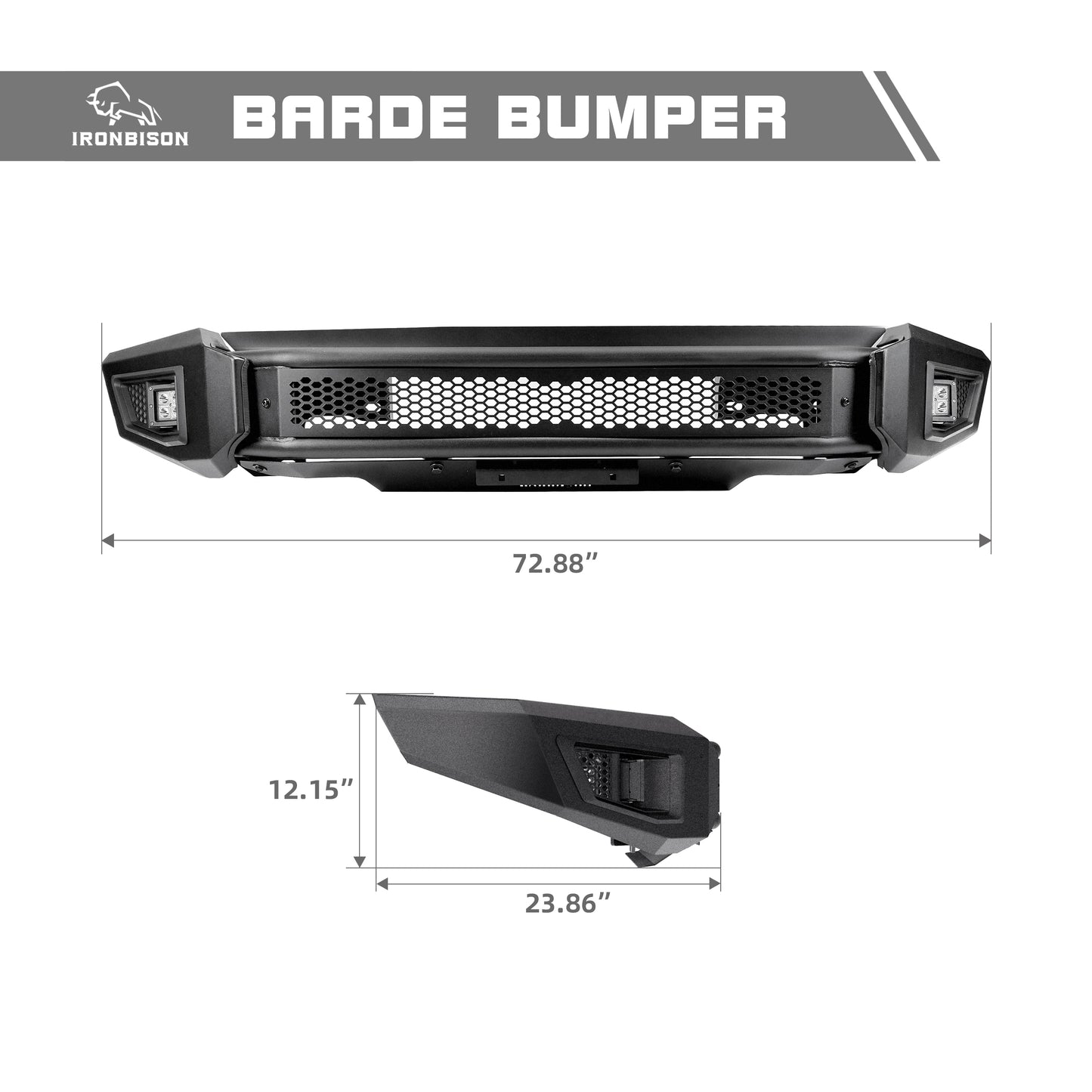 IRONBISON Barde Front Bumper for 2019-2023 Ford Ranger Heavy Duty Foldable Ranger Truck Front Bumper Guard with Fog Lights & Splash Guard Can Add LED Lights Bar Fine Textured Black Powder Finish