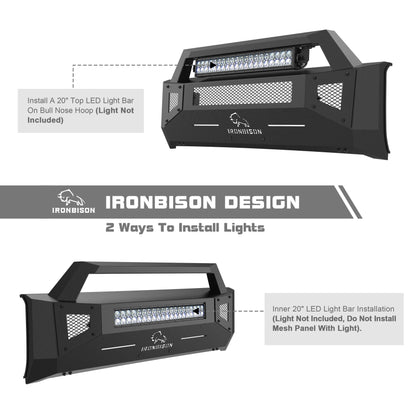 IRONBISON Front Bumper Compatible with 2014-2021 Toyota Tundra Stubby Truck Pickup Tundra Bumper Guard Bull Bar Can Add LED Light Bar Fine Texture Black