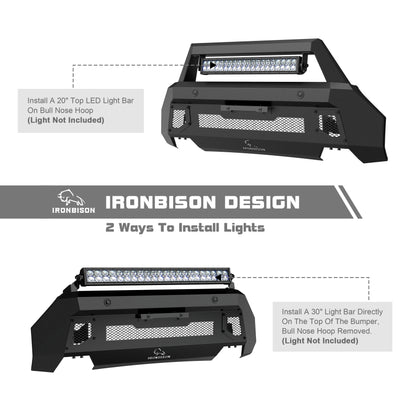 IRONBISON Front Bumper Compatible with 2021-2023 Ford F150 (Exclude 2022-2023 F150 Lightning EV) Can Add LED Light Bar Fine Texture Black Truck F150 Bumper Guard Stubby Bull Bar