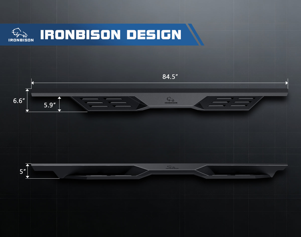 IRONBISON Defender Steps Running Boards Compatible with 2009-2018 Ram 1500 Crew Cab |2019-2024 Ram 1500 Classic |2010-2026 Ram 2500/3500/4500/5500 Crew Cab Pickup Truck Side Steps Nerf Bars Carbon Steel 2pcs (IBDS-D006N)