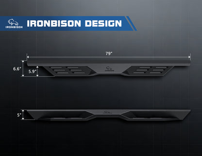 IRONBISON Defender Steps Running Boards Compatible with 2019-2026 Chevy Silverado/GMC Sierra 1500  Double Cab | 2020-2025 Silverado/Sierra 2500/3500 Double Cab Pickup Truck Side Steps Nerf Bars Carbon Steel 2pcs (IBDS-C005)