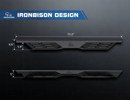 IRONBISON Defender Steps Running Boards Compatible with 2019-2026 RAM 1500 Quad Cab (Excl. 2019-2024 Ram 1500 Classic) Pickup Truck Side Steps Nerf Bars Carbon Steel 2pcs (IBDS-D009)