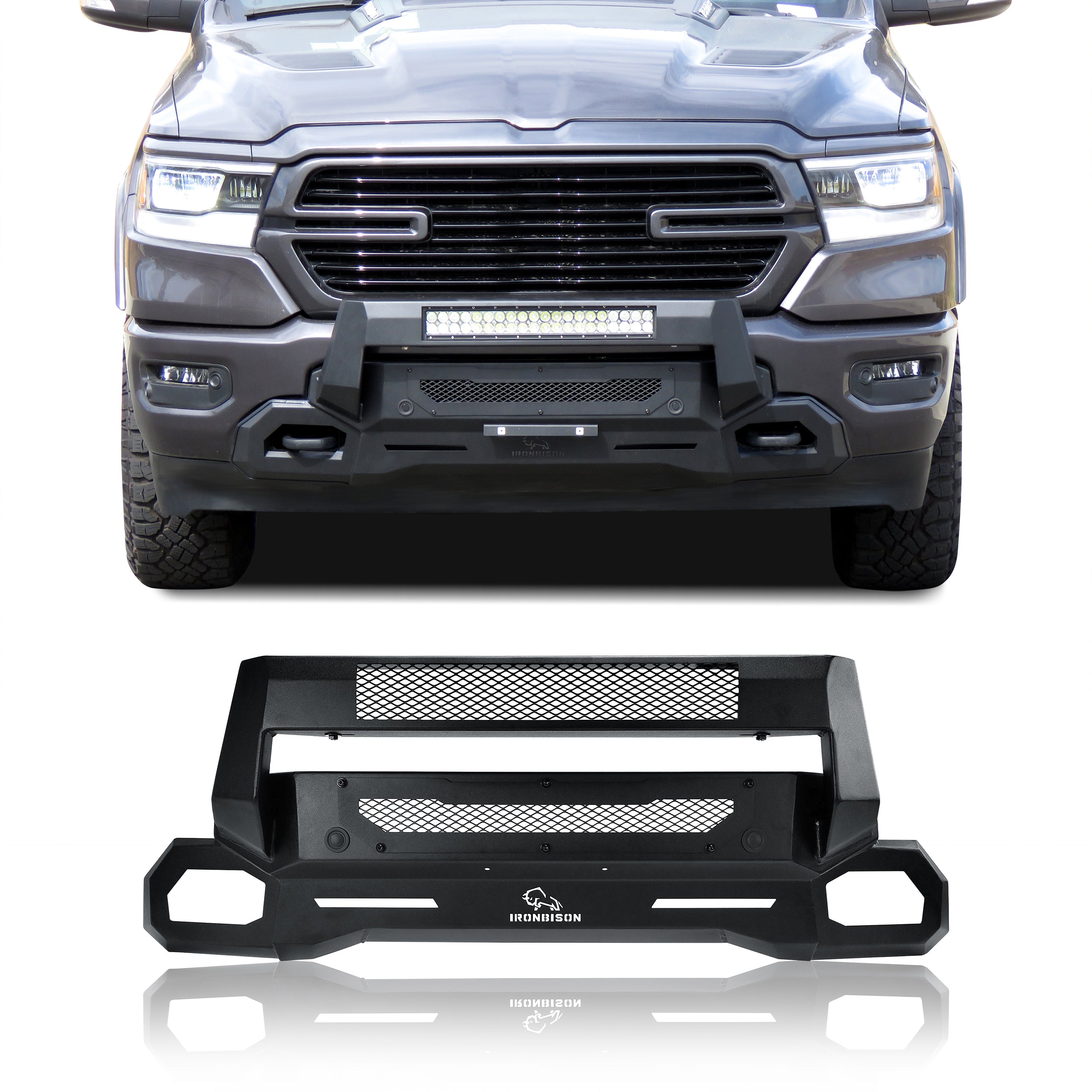 IRONBISON Front Bumper Compatible with 2019-2024 RAM 1500 (Exclude 19-