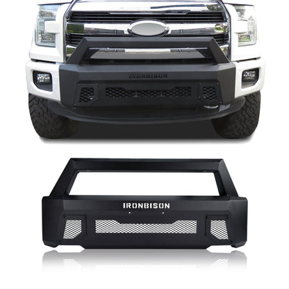 IRONBISON Front Bumper Compatible with 2015-2017 Ford F150 (Include EcoBoost Engine Model) Can Add LED Light Bar Fine Texture Black Truck F150 Bumper Guard Stubby Bull Bar