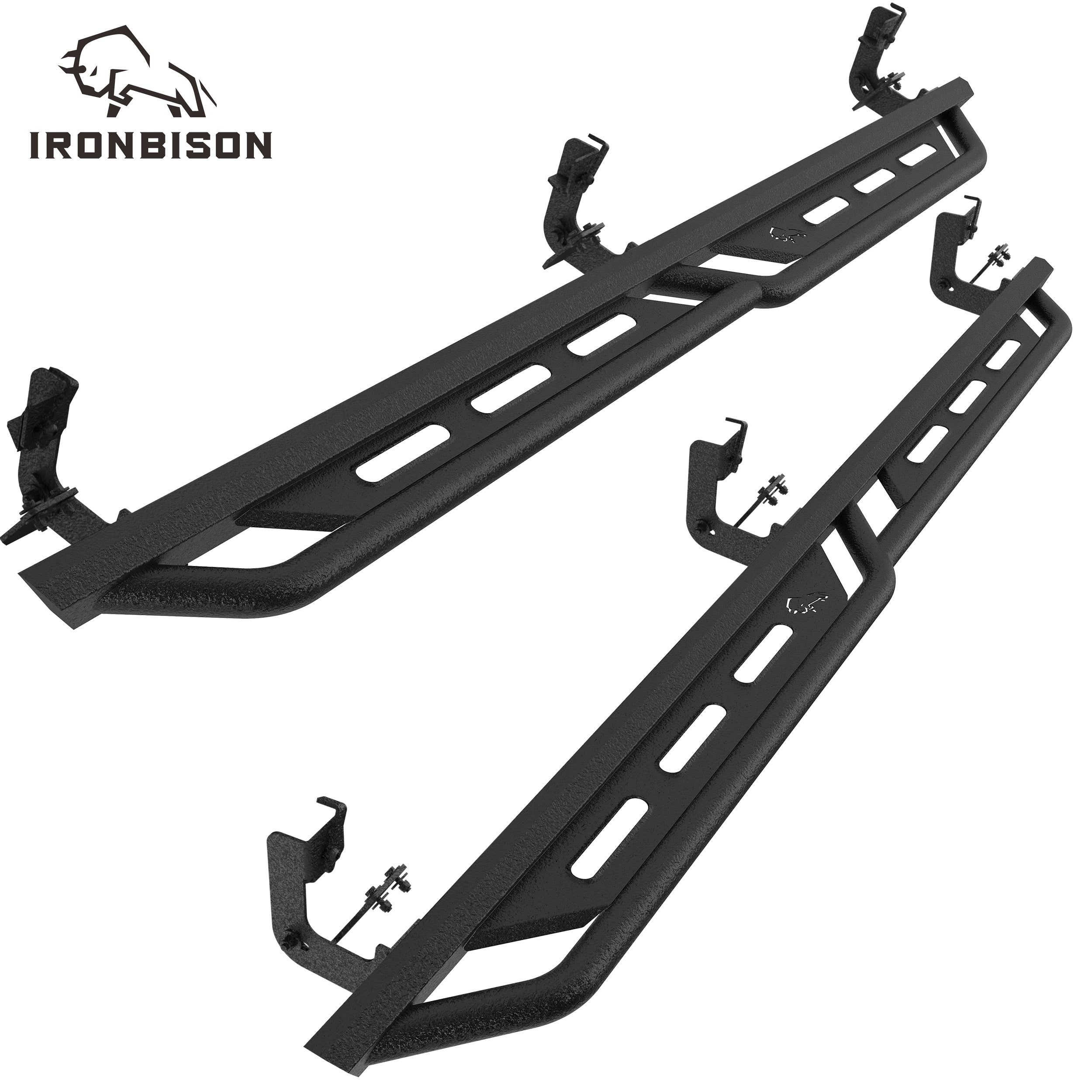 IRONBISON Rocker Steps Running Boards Fit 2009-2018 Ram 1500 Crew Cab