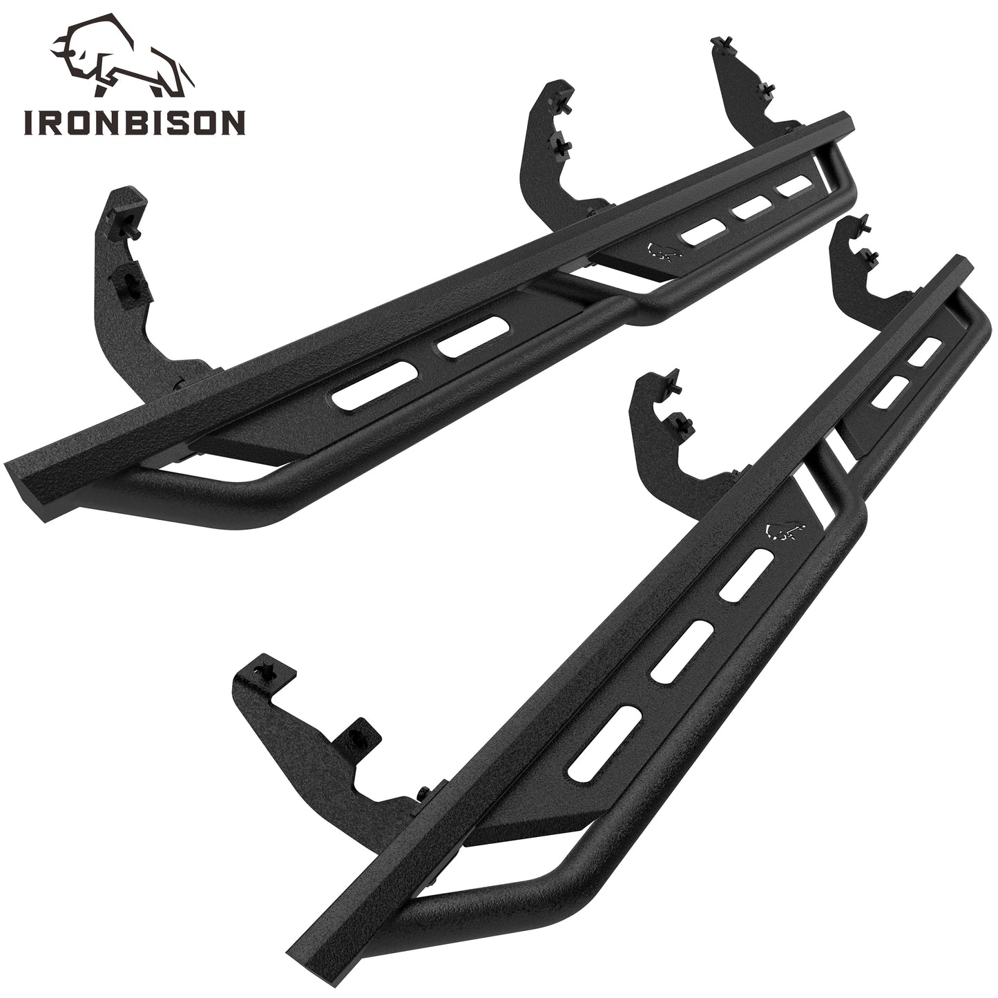 IRONBISON Rocker Steps Running Boards Compatible with 2019-2026 Ford Ranger SuperCrew Cab |Side Steps| Nerf Bars |Pickup Truck Accessories |Carbon Steel 2pcs (IB-FRS-015)