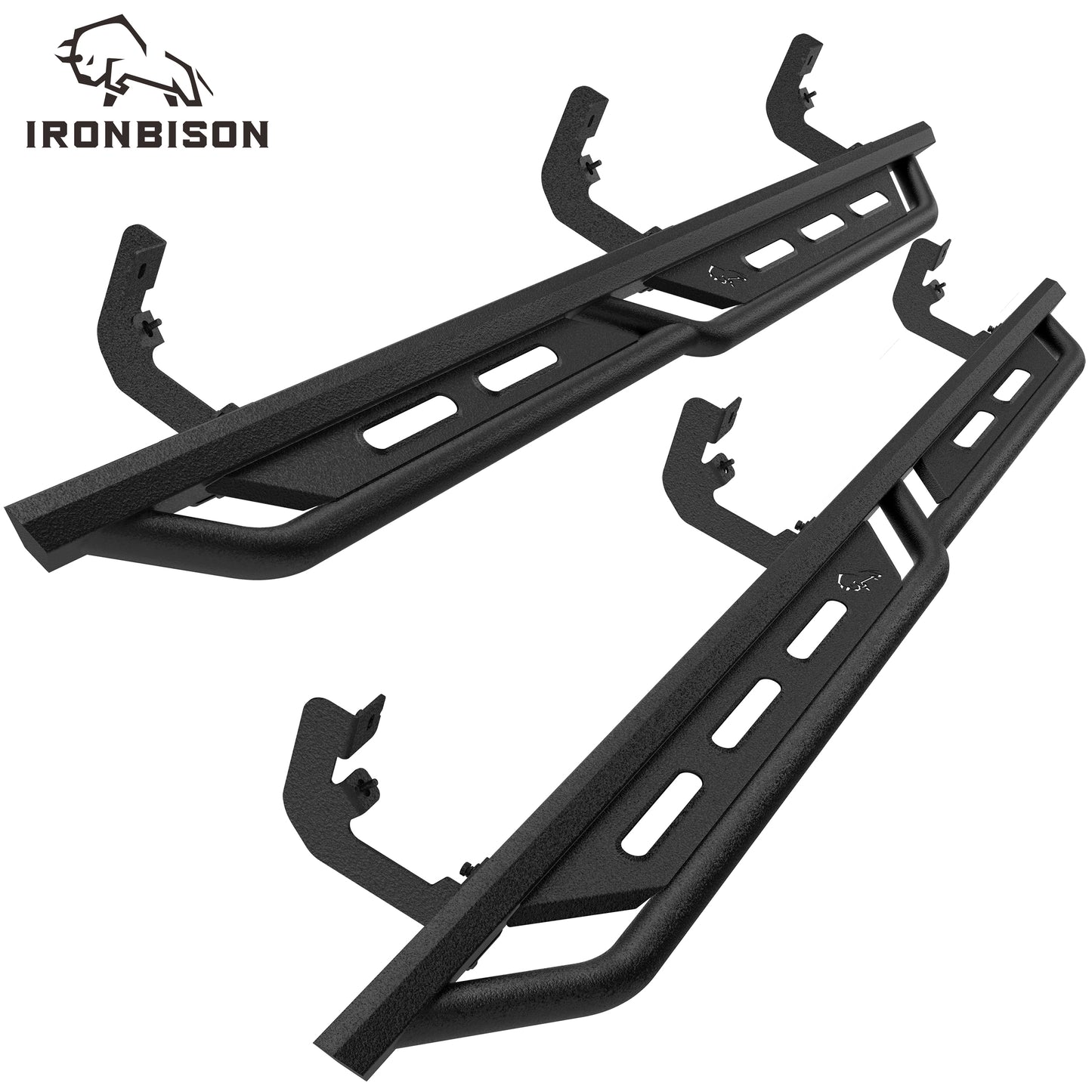 IRONBISON Running Boards Fit 2004-2015 & 2017-2024 Nissan Titan / 2016-2024 Titan XD Crew Cab Heavy Duty Titan Side Steps Nerf Bars Step Rails Rock Sliders Heavy Texture Black 2pcs