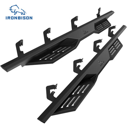 IRONBISON Defender Steps Running Boards Fit 2007-2018 Chevy Silverado/GMC Sierra 1500 | 2007-2019 Silverado/Sierra 2500/3500 Heavy Duty Crew Cab (Excl. Diesel Model with DEF Tank) Side Steps Nerf Bars (IBDS-C002)